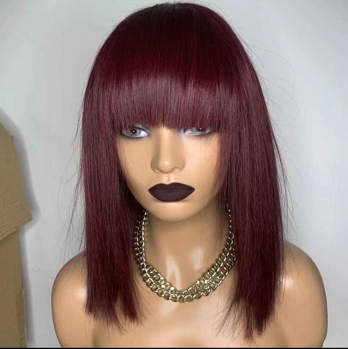 Human Hair Bob Wig With Bangs Bob Wig with Fringe In Dubai Italian - Natural Hair and Wigs