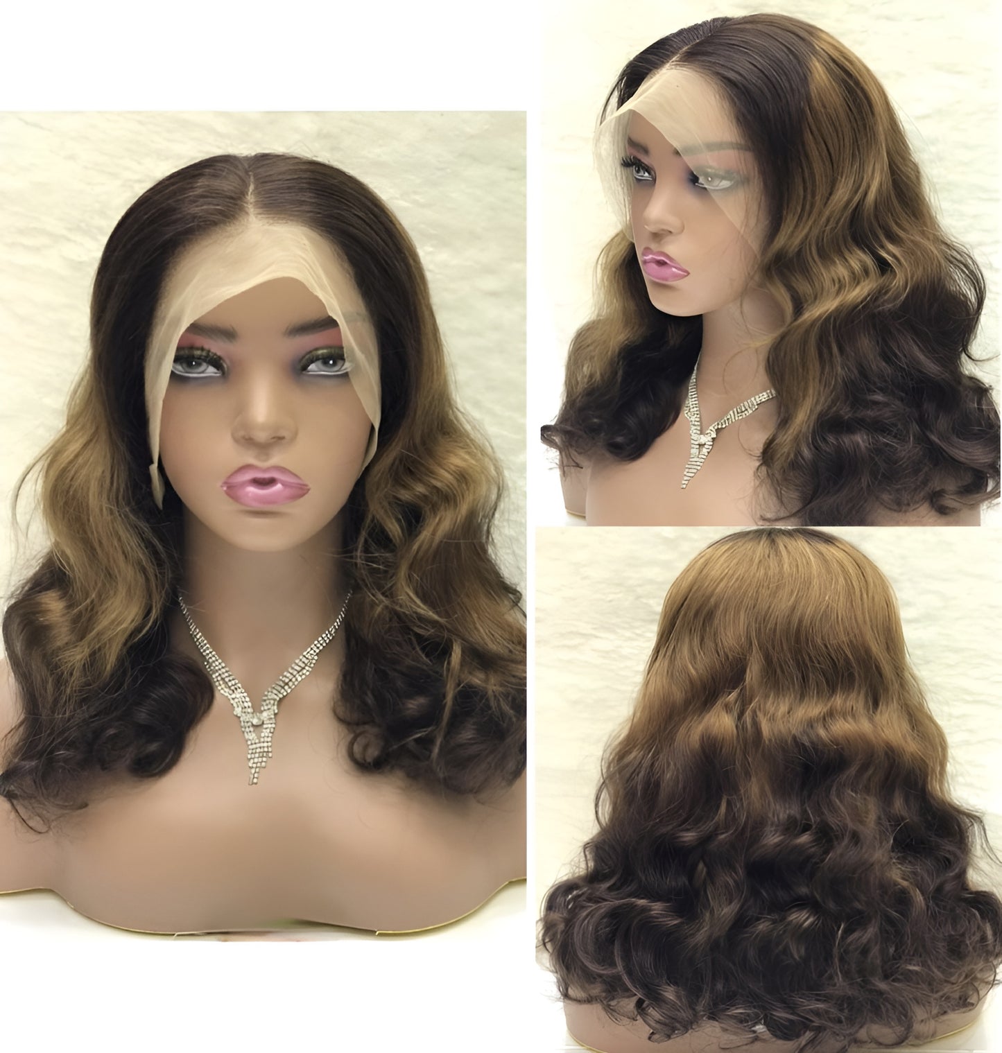 good quality human hair ombre wigs body wave medium length 