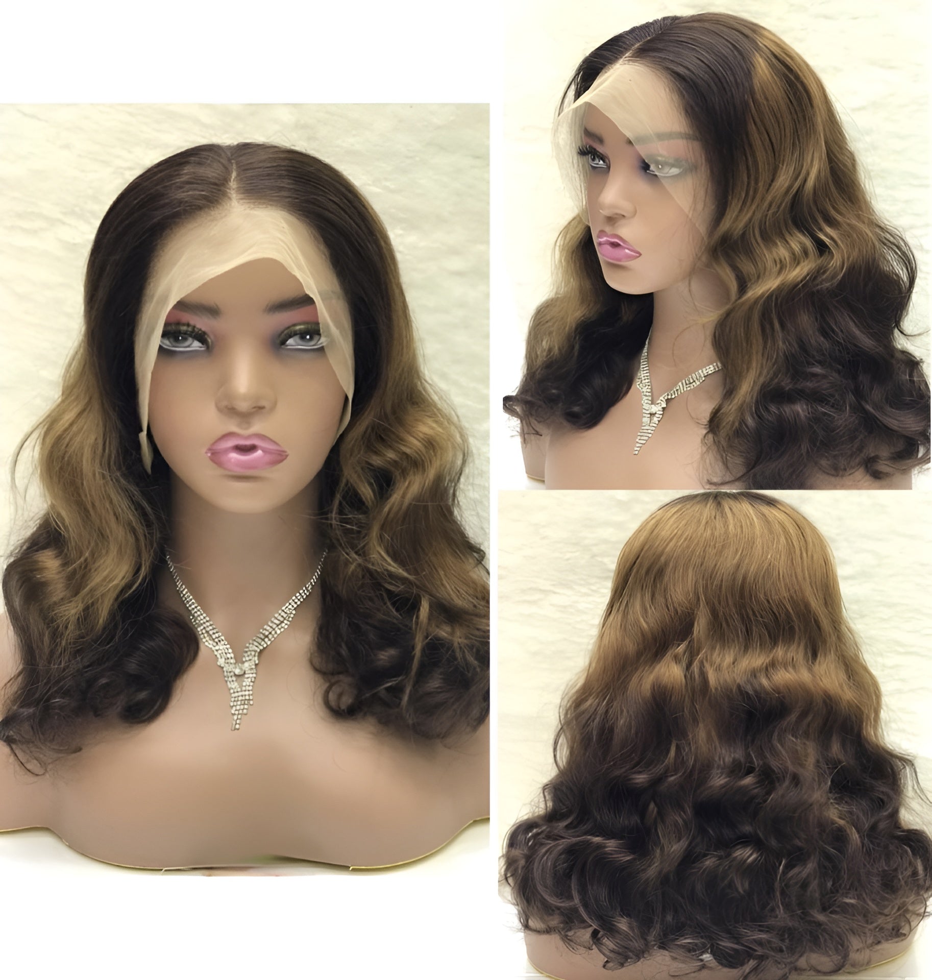 good quality human hair ombre wigs body wave medium length 