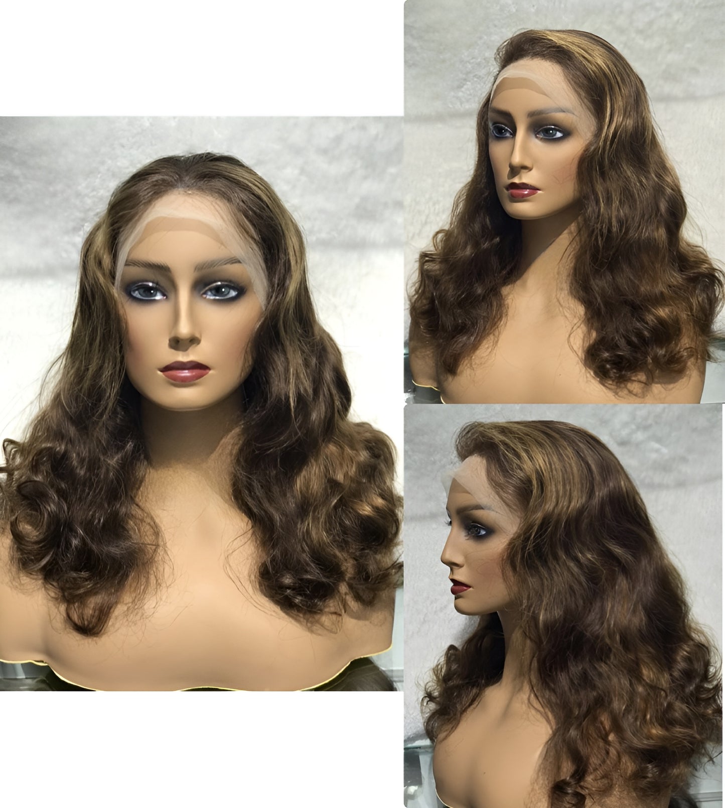high quality dark highlights wavy human hair lace wigs in Dubai