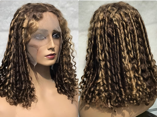 highlights curly bob lace front wig