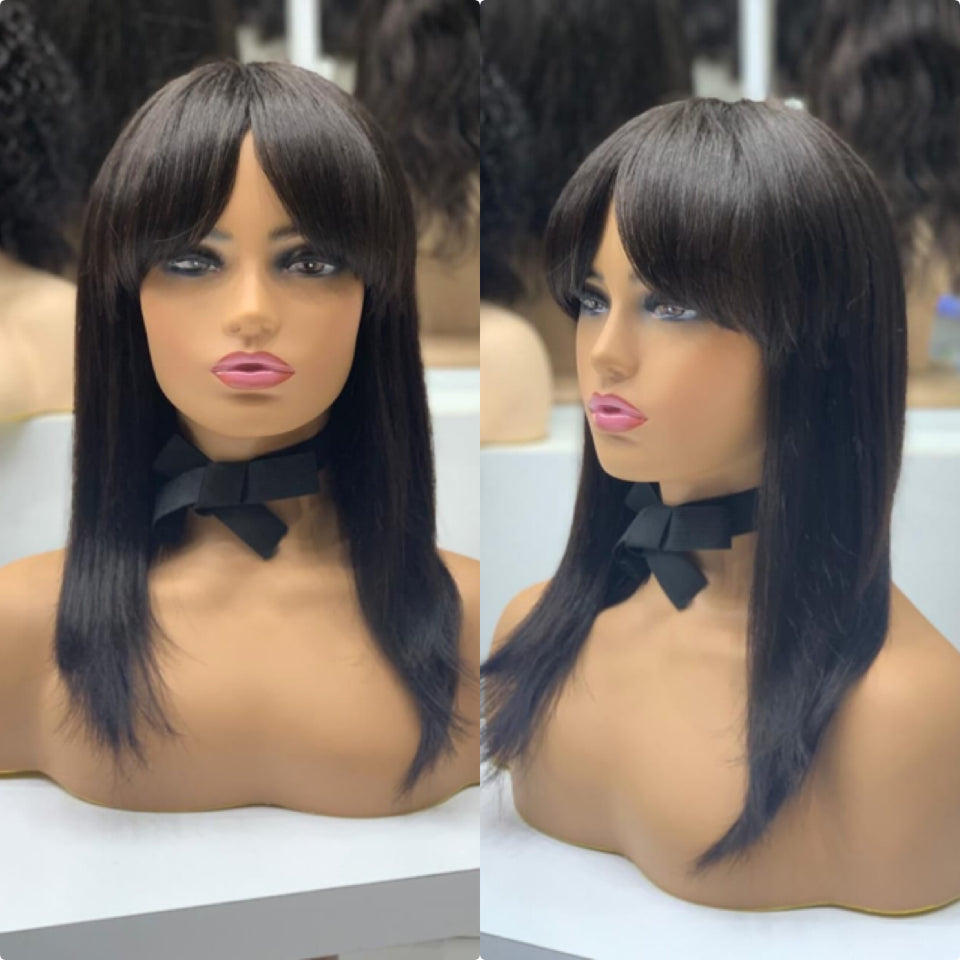 Indian Human Hair Bang Wigs Fringe Wigs Indian Wig Hair For Women - Natural Hair and Wigs