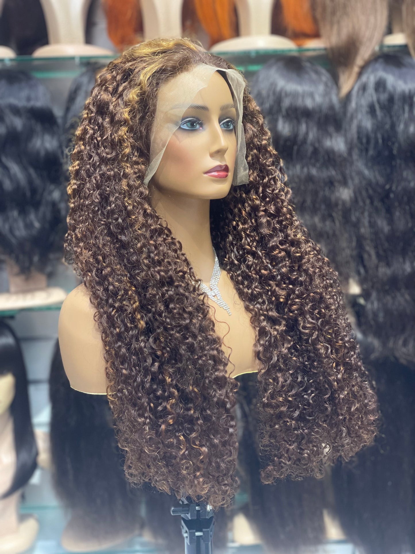 best quality highlights human hair curly lace wig
