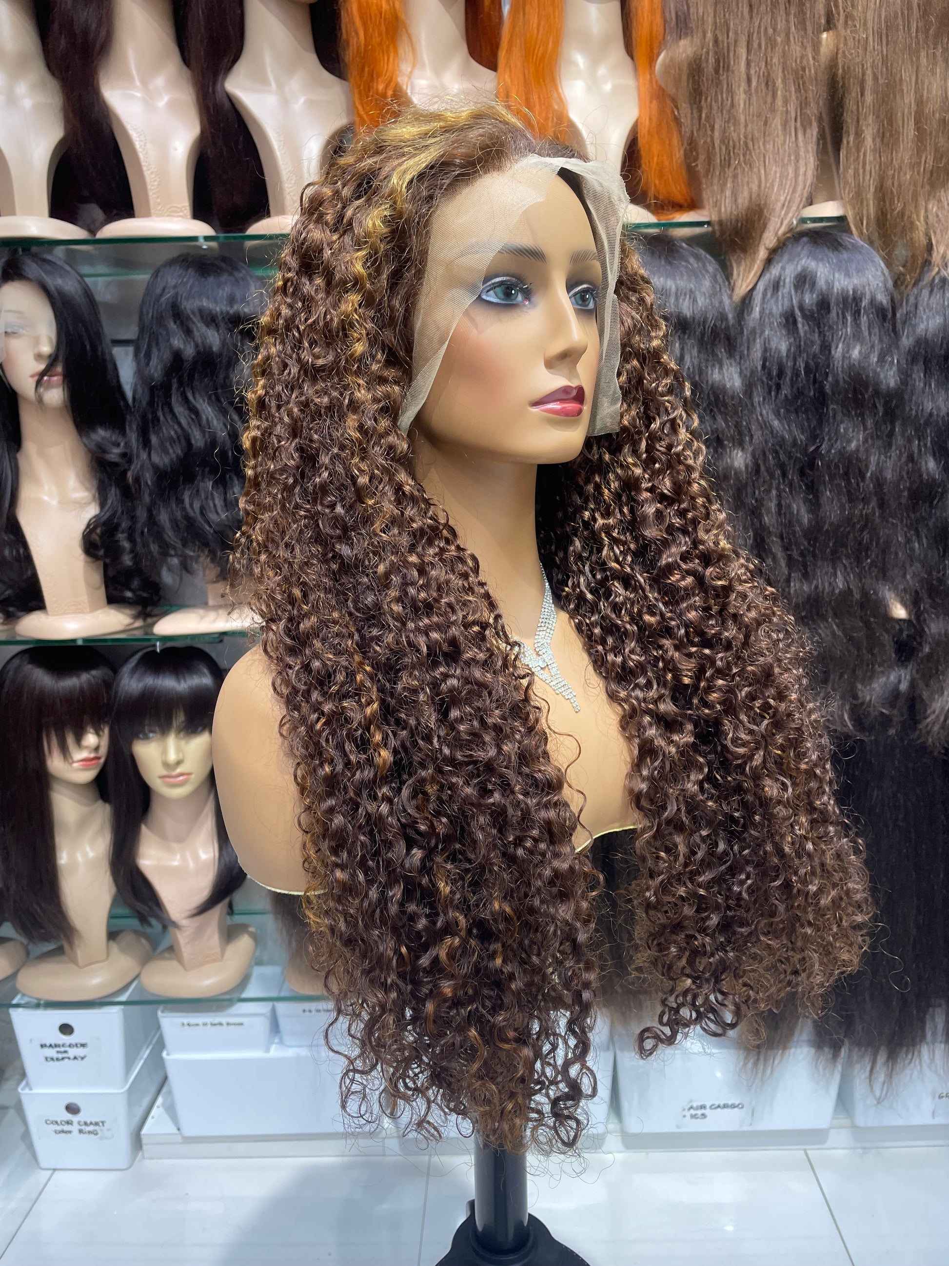 vietnamese human hair highlights curly wig for women