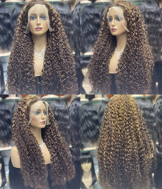 good quality human hair honey ombre front front curly wig dubai