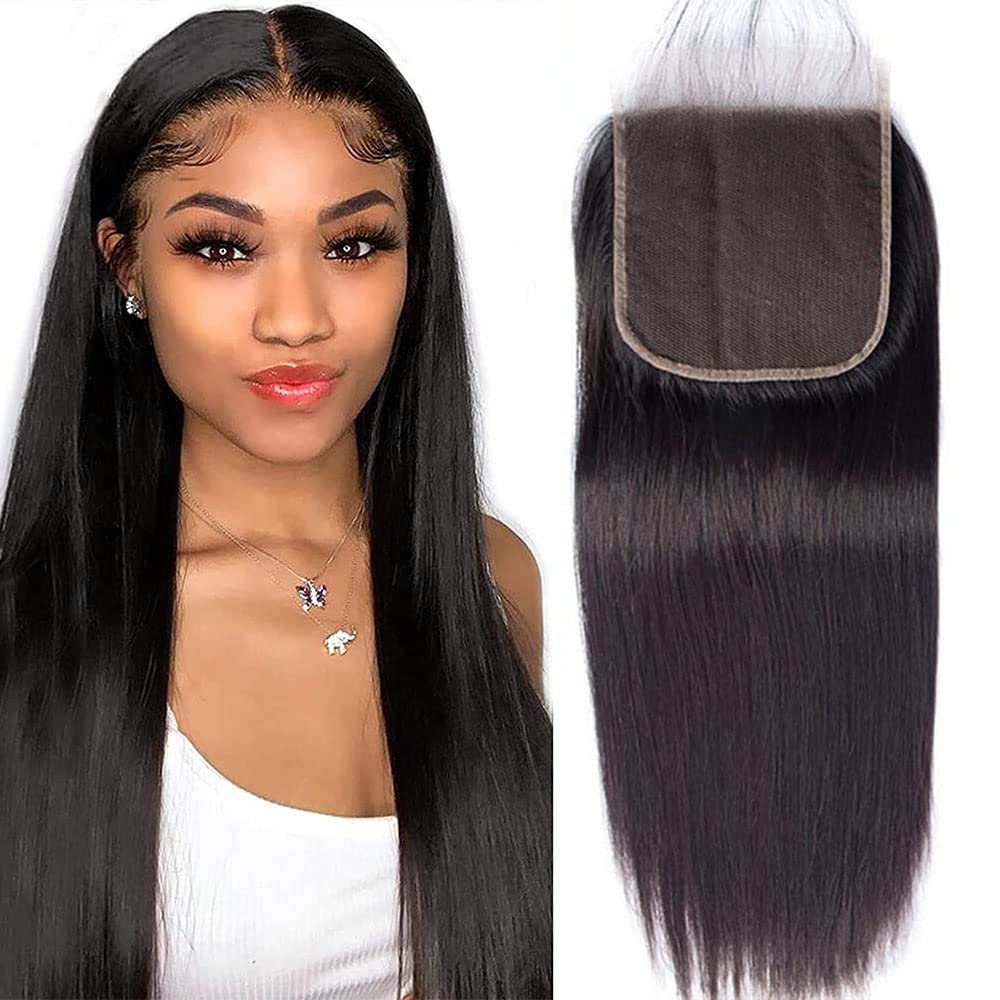Human Hair Closure Virgin Indian Human Hair Closure with Baby Hair - Natural Hair and Wigs
