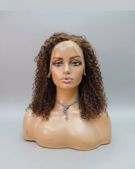 Kinky Curly Wig. 
Jerry Curl Highlight Wig. 
Highlight Curly Wig. 
Kinky Curly Lace Wig UAE. 
Pre plucked HD lace hairline on brown kinky curly glueless wig. 