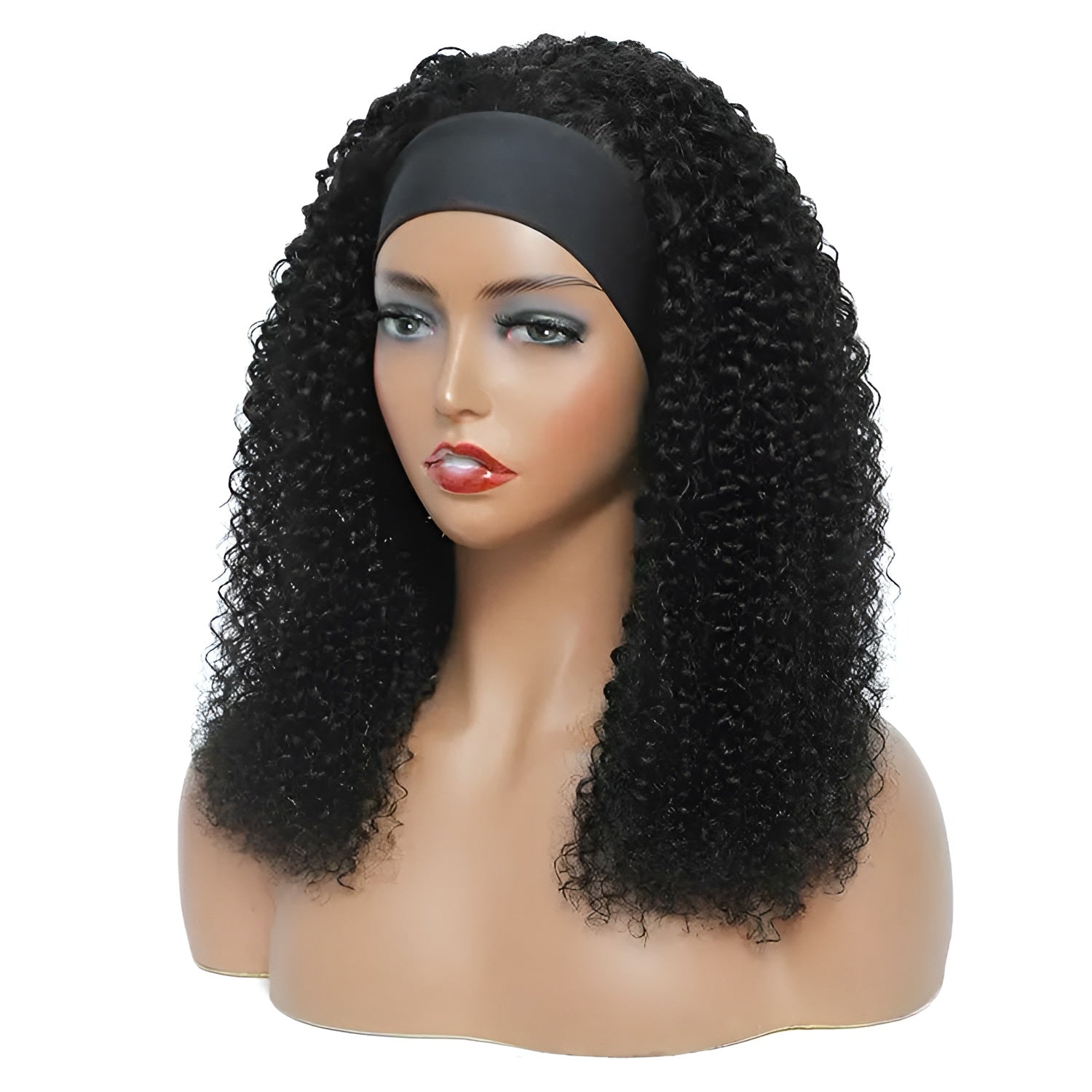 Kinky Headband Wig Virgin Peruvian Human Hair Kinky Curly Headband Wig Natural Hair and Wigs