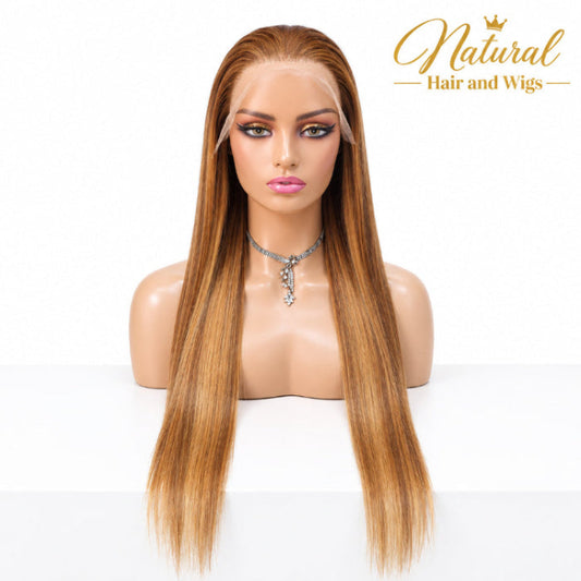 Light Brown Highlight Human Hair Wig Dubai.
