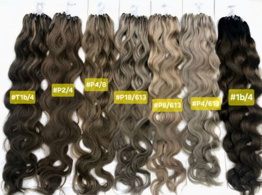 Body Wave Highlight Micro Link Human Hair Extensions for Women In Dubai