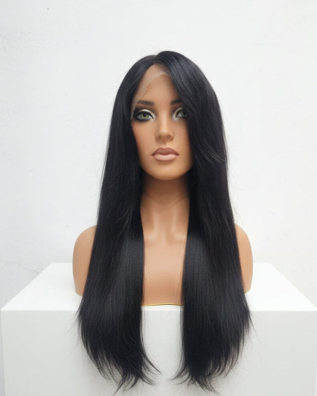 Black Straight Wig front view in natural black colour