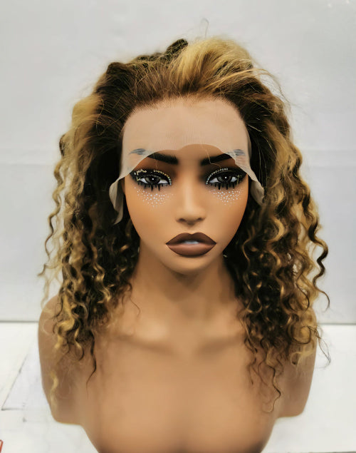 Ombre Curly Wig with Lace Italian Highlight Curly Wig Curly Ombre Natural Hair and Wigs