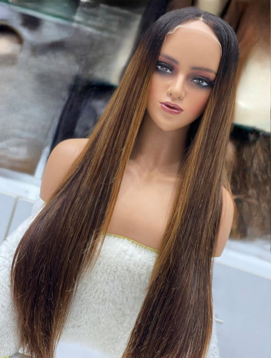Ombre Glueless Wig Hd Best Super Double Drawn Russian Hair Wig UAE Natural Hair and Wigs