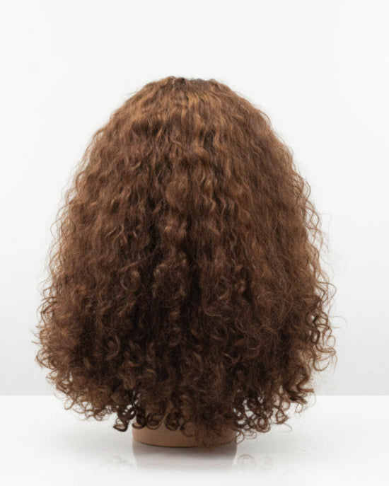 P4/30 Curly Lace Front Wig with Brown Highlights