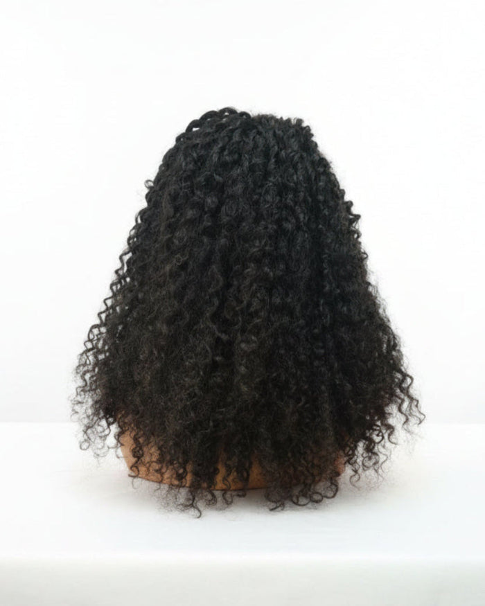 Interior view of breathable adjustable cap with security combs on a Pixie Curl Lace Wig.