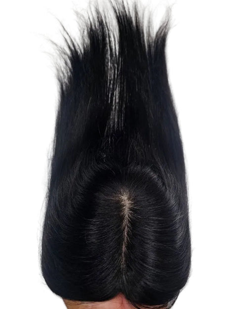 Natural parting hair piece for women with silk scalp base
