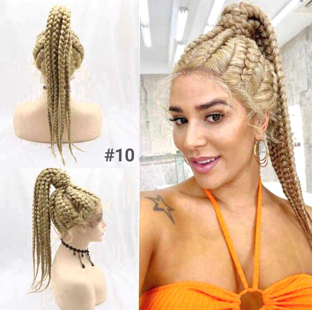 Box Braided Wig With Baby Hair Natural Full Lace Part for Women - Natural Hair and Wigs