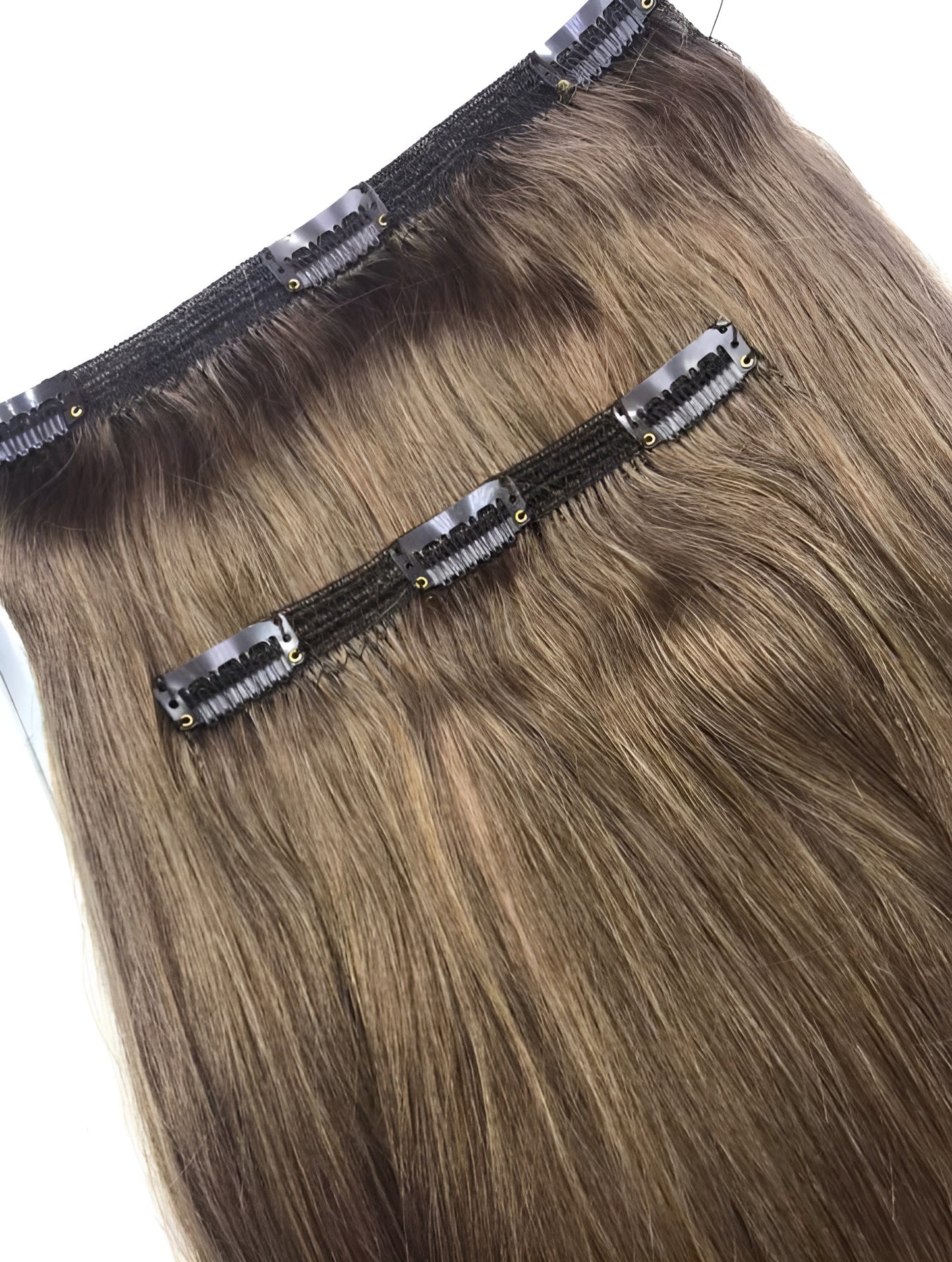 Ash Brown Clip in Extension Set Human Hair Clip ins - Natural Hair and Wigs