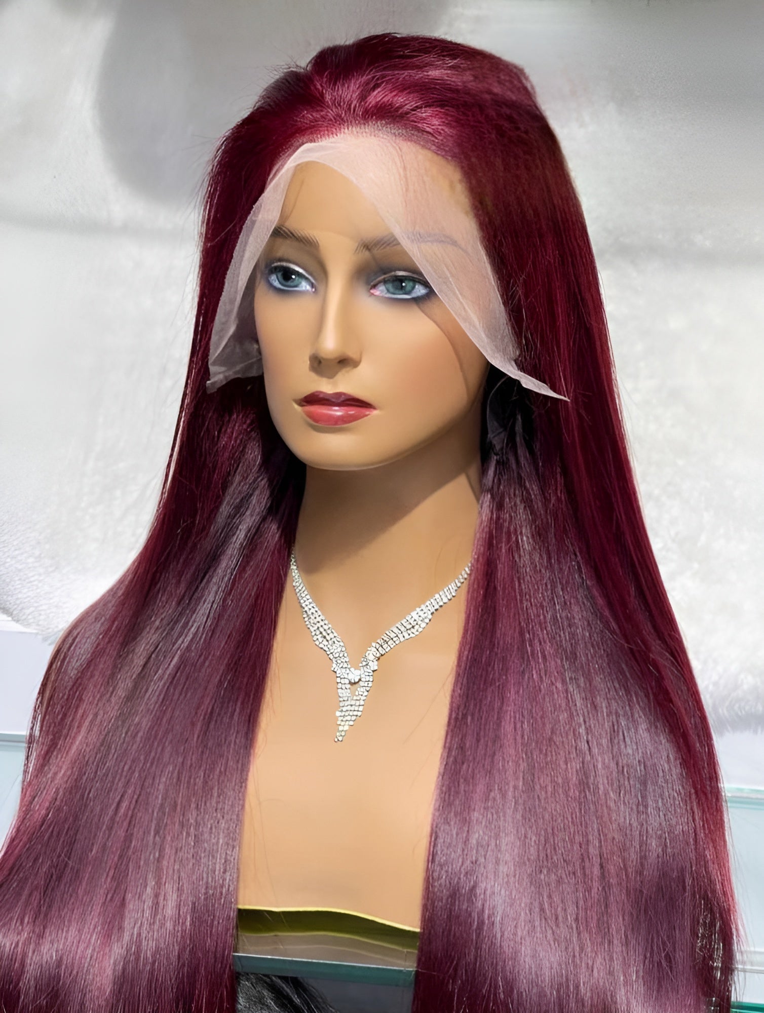 Burgundy Wine Lace Front Human Hair Wigs Peruvian Red Wine Hair Wig