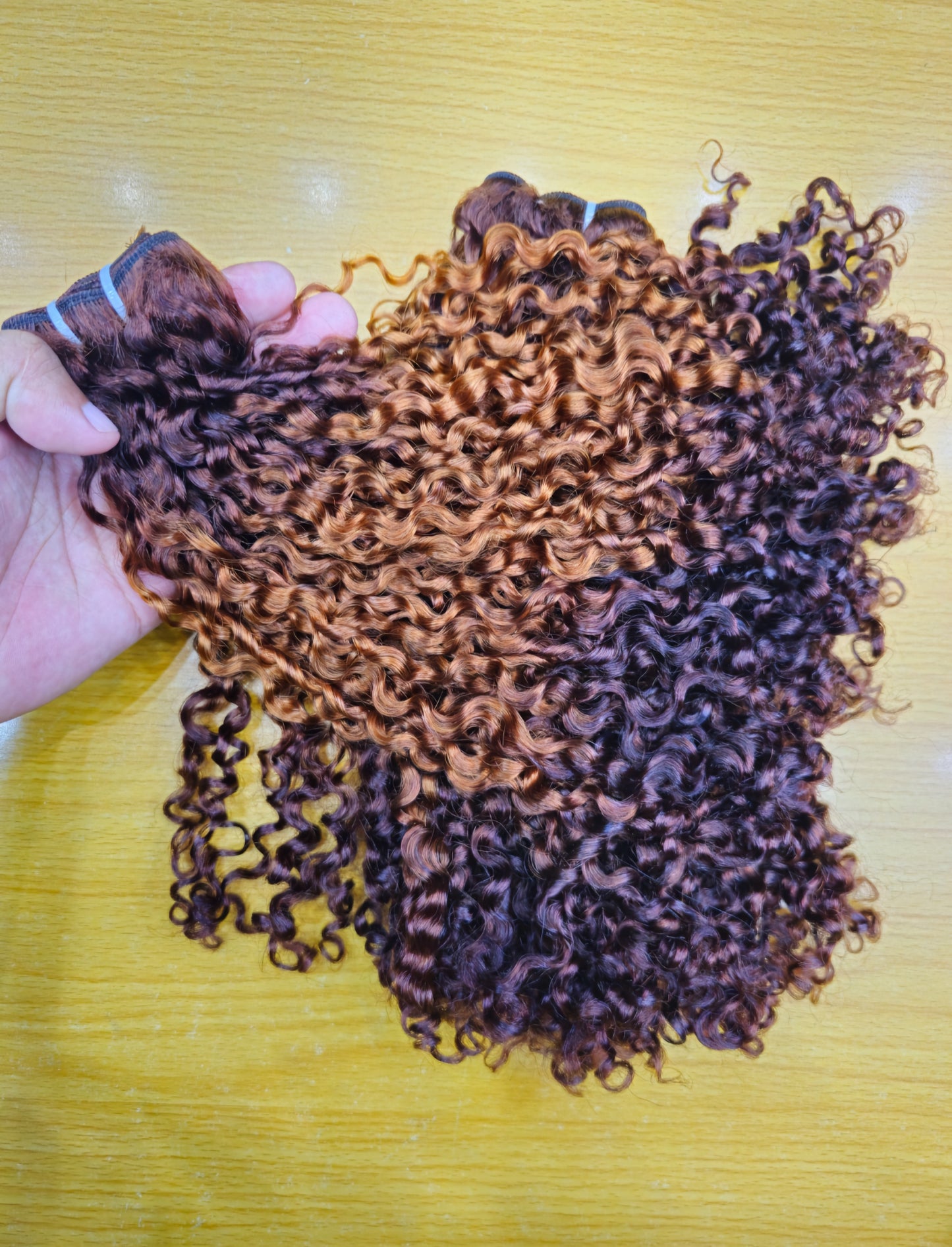 Best Quality Brown Highlight Curly Human Hair Bundles Premium Vietnami - Natural Hair and Wigs