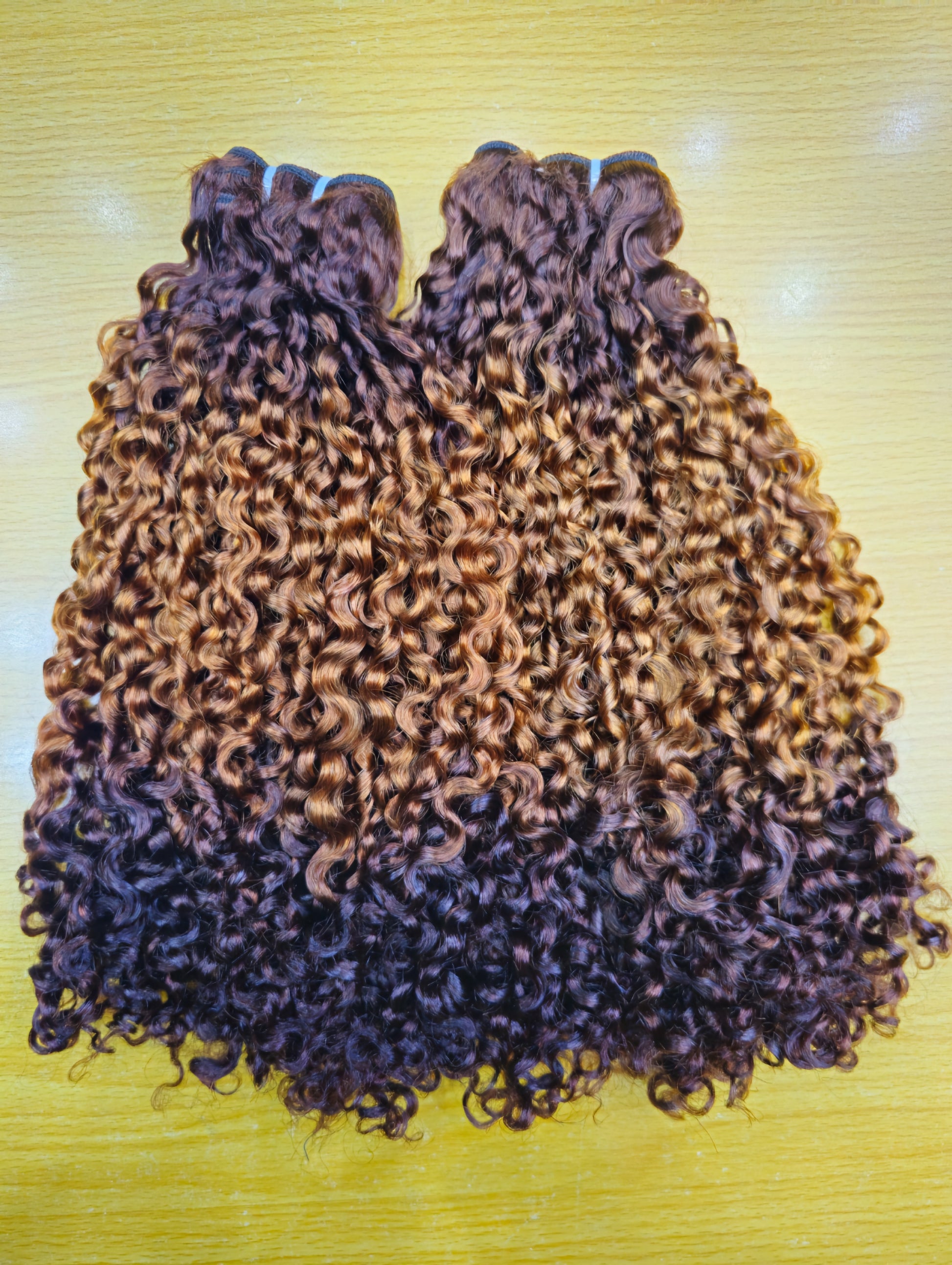 Best Quality Brown Highlight Curly Human Hair Bundles Premium Vietnami - Natural Hair and Wigs