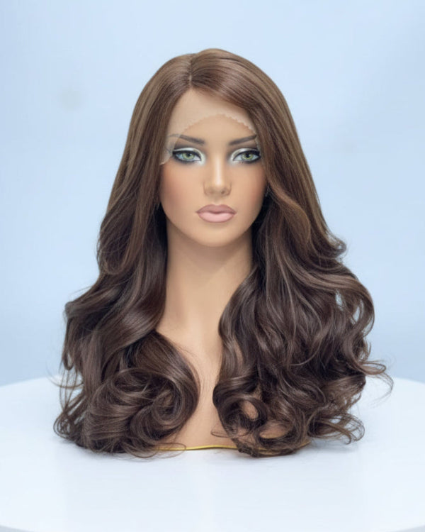 Dark Brown Wavy Wig with natural soft waves