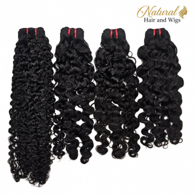 Single donor curly hair weave bundles in deep wave texture.