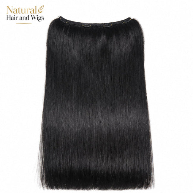 Clip on hair extensions for adding natural-looking length and volume.
