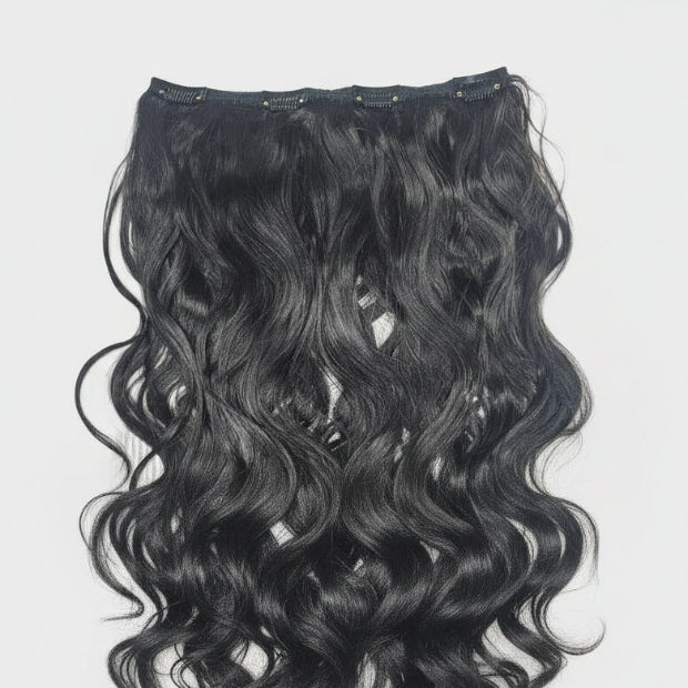 Single Piece Clip in Hair Extensions Natural Black Wavy Clip in Hair Extensions