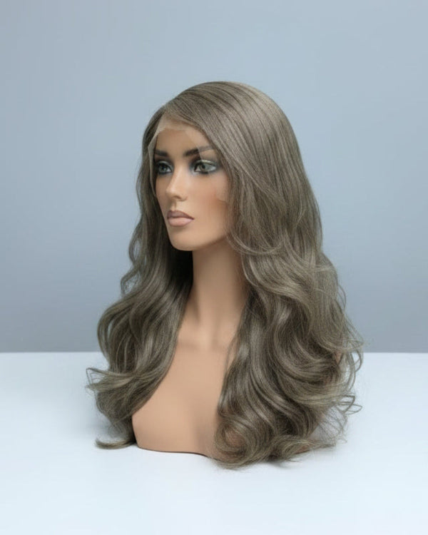 Brown Grey Wig with Natural Looking Waves