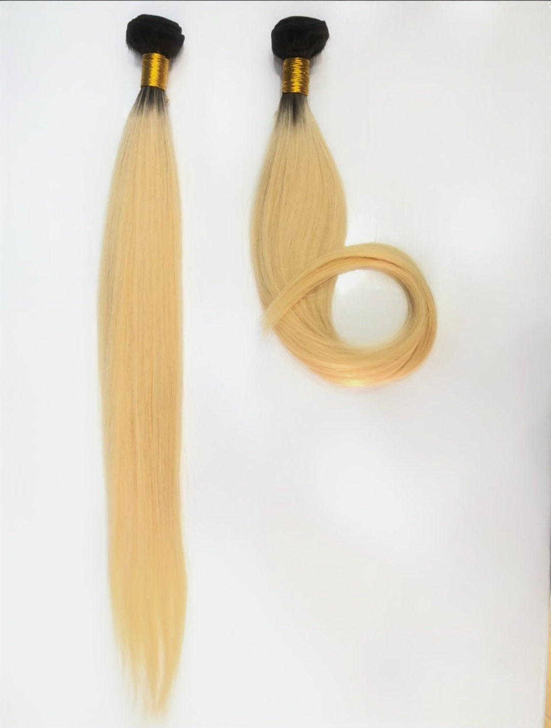 Blonde Bundle Hair with Black Roots Straight Natural Hair and Wigs