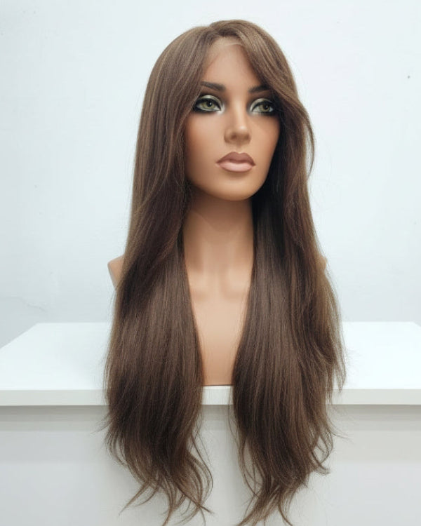 Long Brown Straight Human Hair Wig Dubai