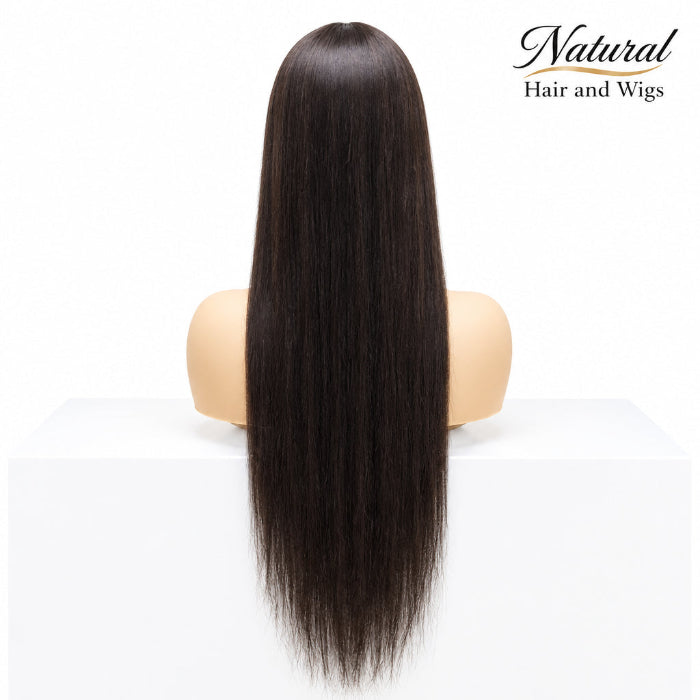 Straight V Part Wig with natural hair blend.