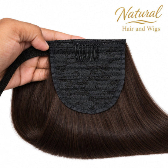 Thick Dark Brown Ponytail Extensions for a Fuller Elegant Hairstyle.