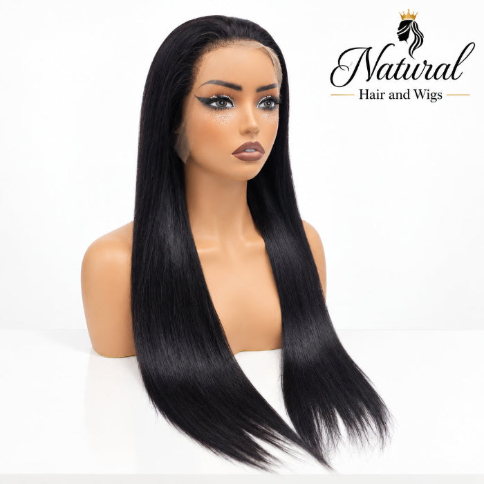 Transparent HD Bone Straight Lace Wig showing the ultra-flat melting lace hairline.