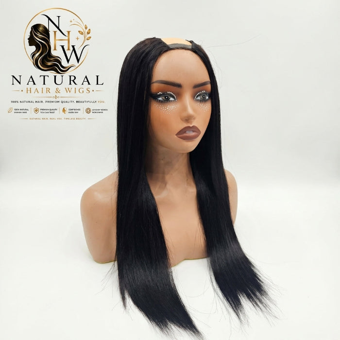 High-quality Best U Part Wig styled with bone-straight human hair strands.