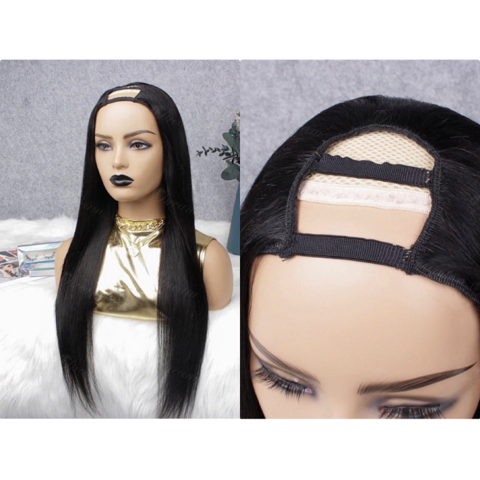 U Part Wigs human hair natural-looking style.
