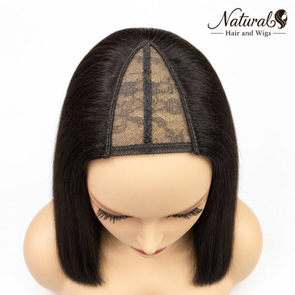 V Part Wig Dubai human hair straight style.