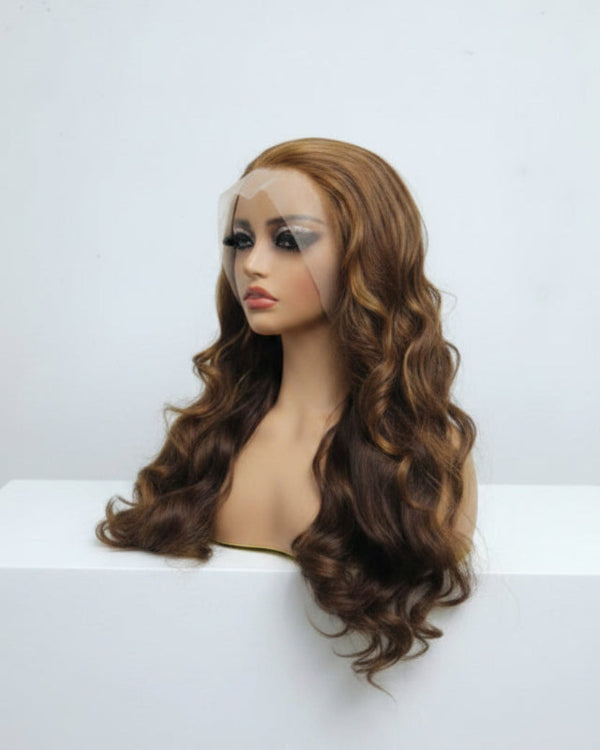 Wavy highlight lace front wig for women in Dubai