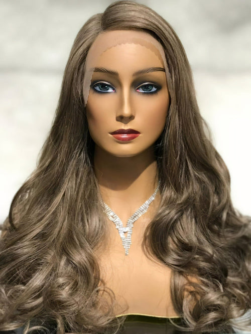 Virgin Remy Human Hair Wavy T Part Color Wig 1B, Brown, Dark Brown Uae - Natural Hair and Wigs