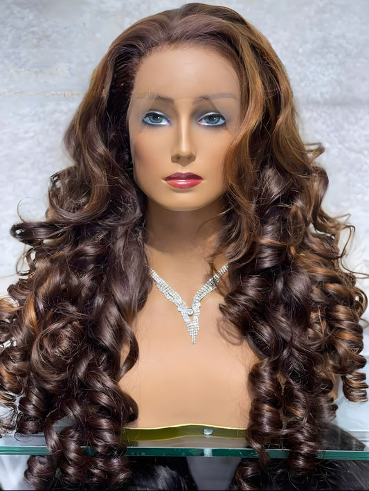 Peruvian Human Hair Highlight Ombre Wigs Natural Color Peruvian Wig