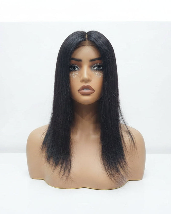 Clip-in human hair topper showing breathable base structure