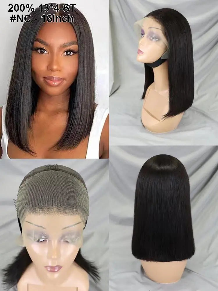 Virgin Italian Human Hair Natural Black Bob Lace Wig In Dubai - Natural Hair and Wigs