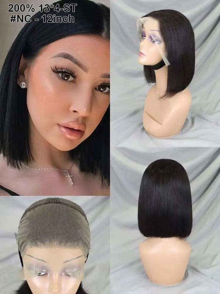 Virgin Italian Human Hair Natural Black Bob Lace Wig In Dubai - Natural Hair and Wigs