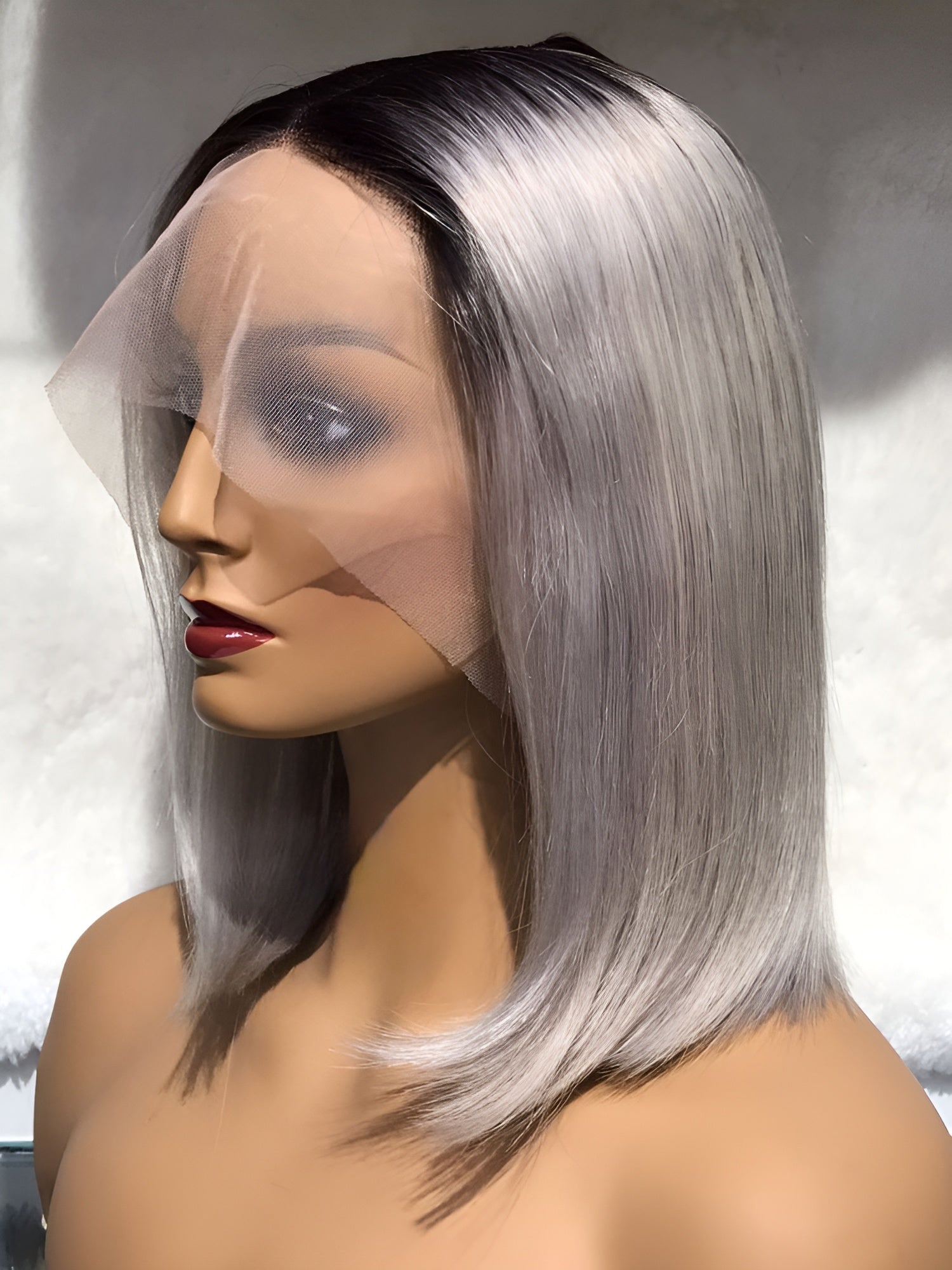 gray wigs in bob style