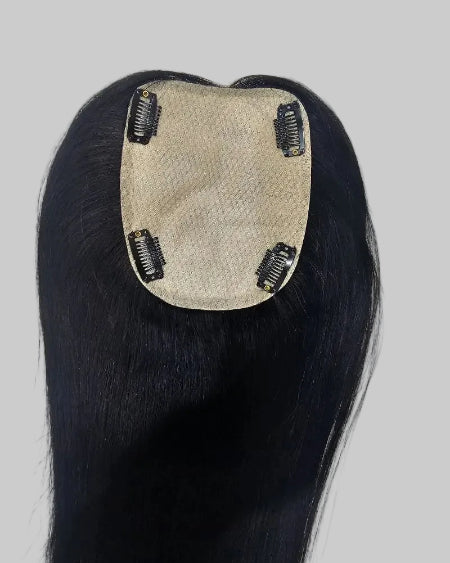 black human hair topper. 
Affordable Human Hair Topper. Natural looking hair topper for crown coverage and volume. 
Human hair topper for women with lightweight comfortable wear.