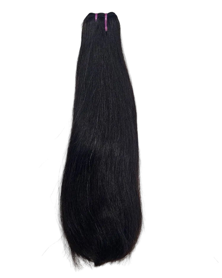 Set of three high quality bone straight human hair bundles tied with satin ribbon