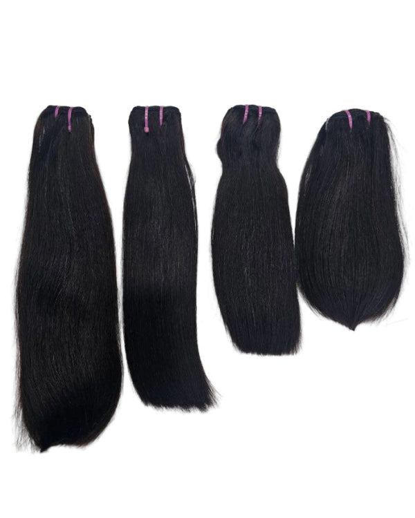 Durable double machine weft construction on high quality bone straight hair extensions