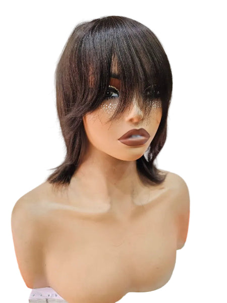 cheap dark brown bang wig. cheap dark brown fringe wig. Cheap Dark Brown Fringe Wig for women