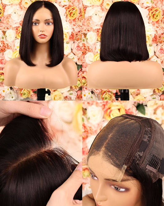 Premium Vietnamese Best Quality Pre-plucked Human Hair Closure Bob Wig - Natural Hair and Wigs